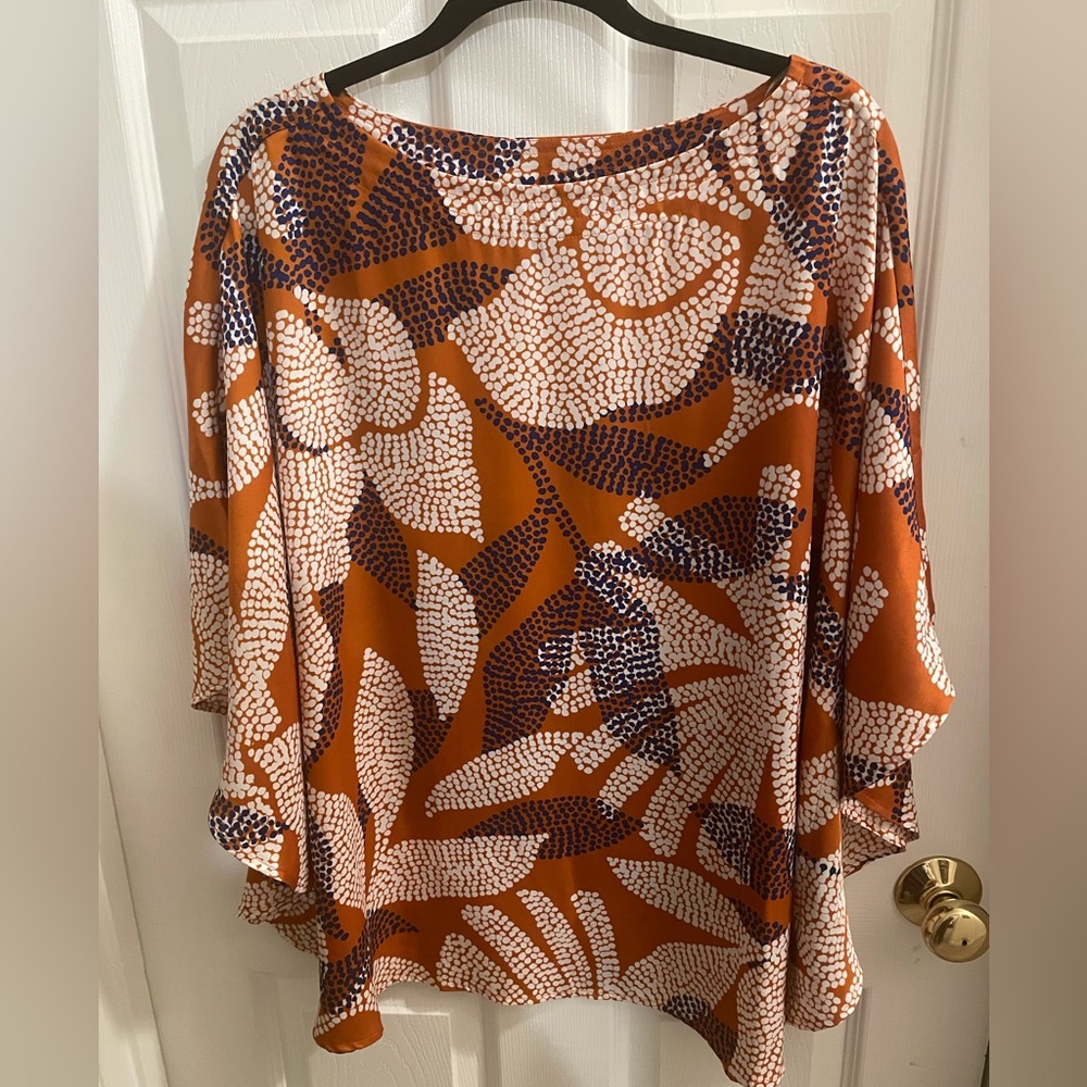 Chico's Vibrant Orange and Navy Blouse